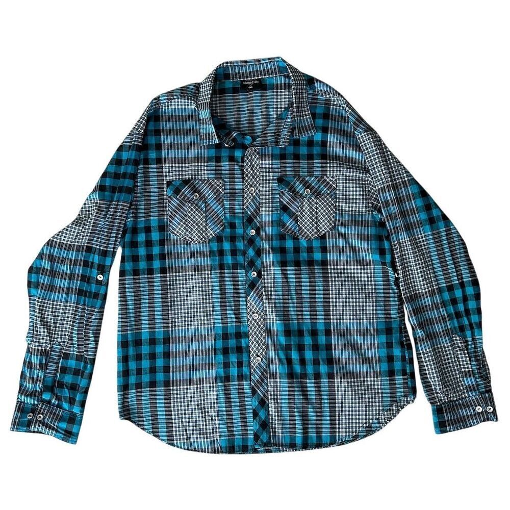 Diamond Stash Men's 4XL Multicolor Plaid Flannel Long Sleeve Shirt - Picture 10 of 11